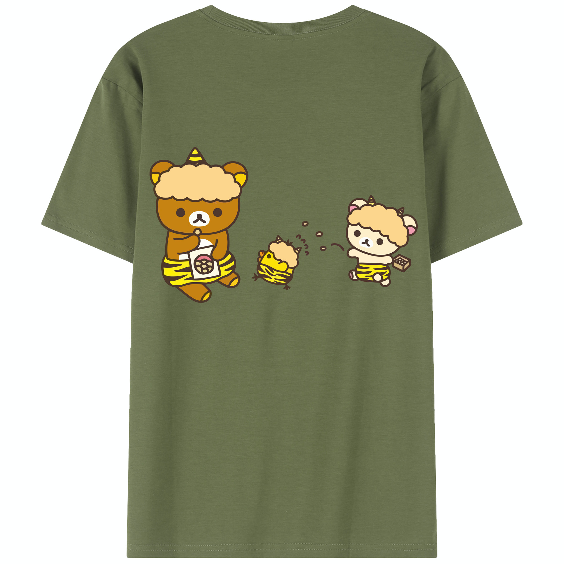 （画像用） リラックマ リラックマ キイロイトリ Rilakkuma Korilakkuma Kiiroitori 綿100％半袖Tシャツ（背面プリント）